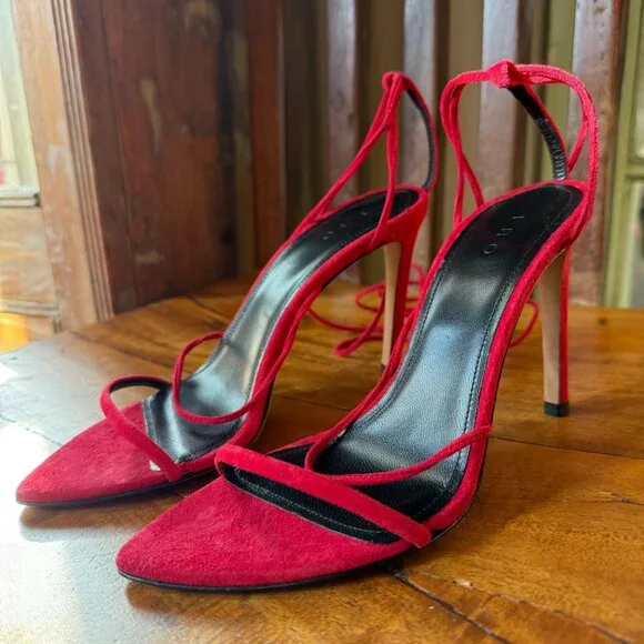 IRO Paris Fixa Pumps – Red Suede Lace-Up Heels (New in Box, Size 36 EU) - Picture 6 of 15